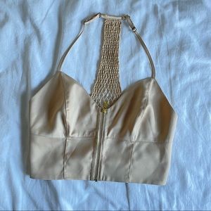 Bebe gold silk crop top